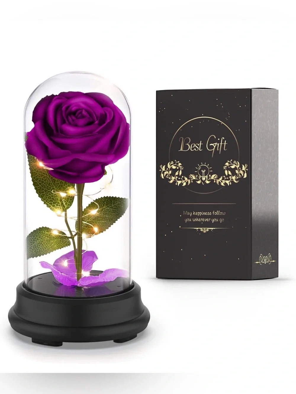 🎉Best Gift Purple LED Preserved Rose Dome by